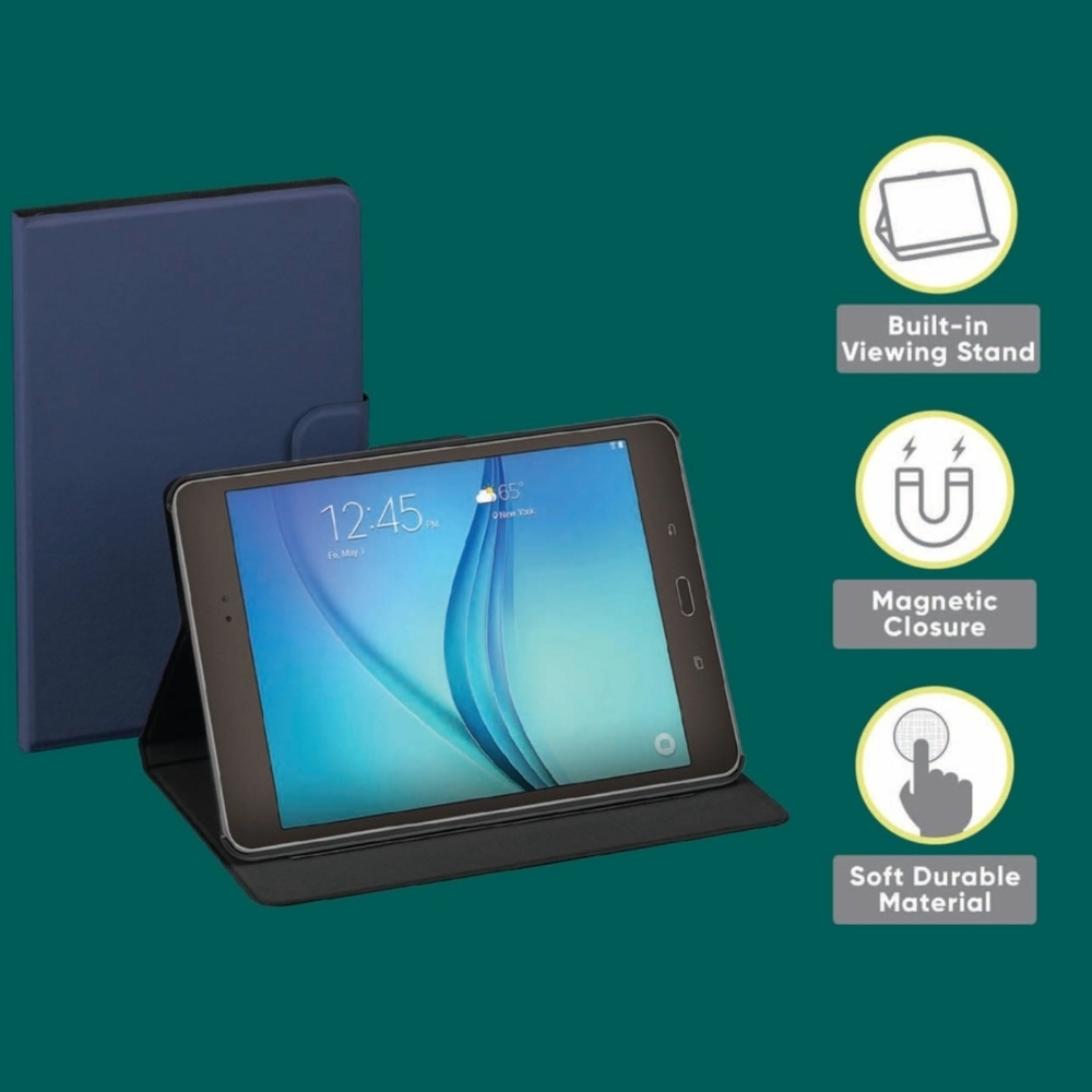 Onn. Tablet Folio Case for 8  Samsung Tab a 2019 Model SM-T290 - Blue